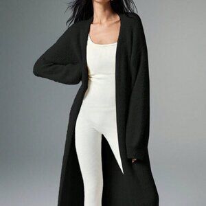 Black Casual Women's Batwing Long Sleeve Loose Cardigan